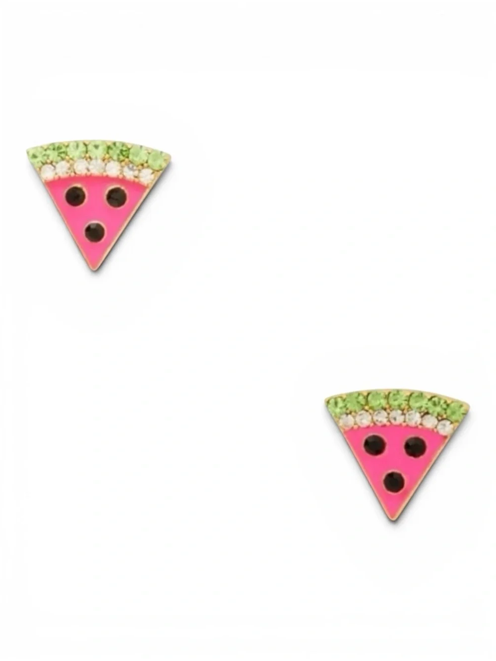Kate Spade Picnic Perfect Watermelon Stud Earrings NWT Crystal Enamel Gold Tone